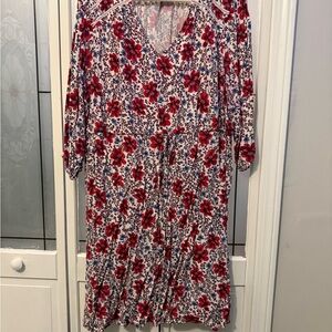 Old Navy Floral Long Sleeve Dress in Red and Blue